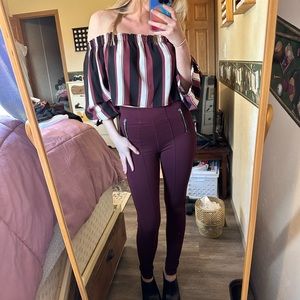 Cute maroon, black, and white outfit! Size: small, Brand: Suzy Shier & Revamped